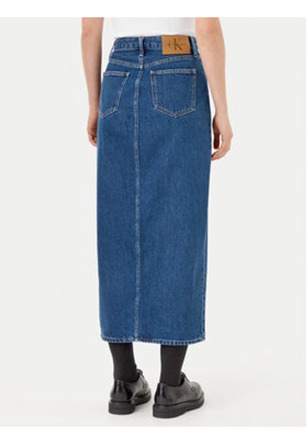 Calvin Klein Jeans Spódnica jeansowa J20J224531 Granatowy Straight Fit. Kolor: niebieski. Materiał: bawełna