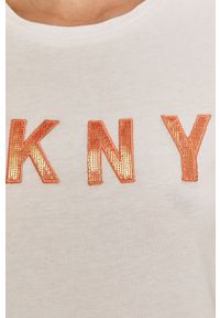 DKNY - Dkny - T-shirt. Okazja: na co dzień. Kolor: biały. Materiał: materiał, dzianina. Wzór: aplikacja. Styl: casual #4
