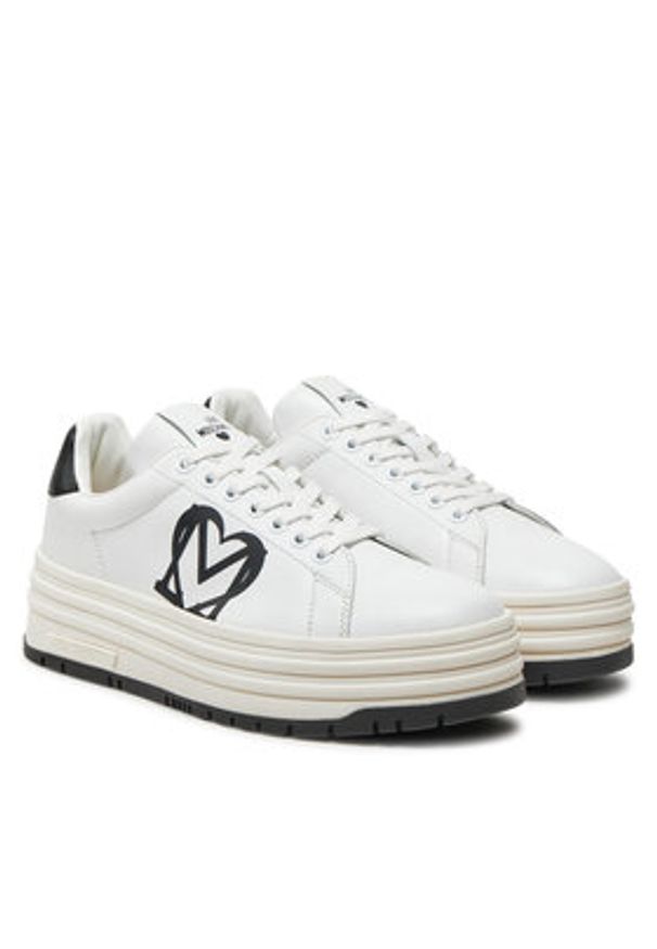 Love Moschino - LOVE MOSCHINO Sneakersy JA15096G1LIA110A Biały. Kolor: biały. Materiał: skóra