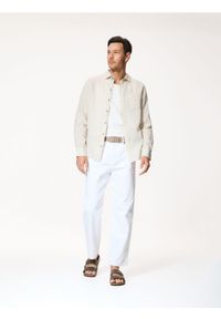 Reserved - Lniana koszula regular fit - beżowy. Kolor: beżowy. Materiał: len #1