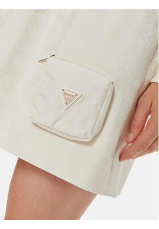 Guess Spódnica mini V4BD00 WGLW2 Écru Regular Fit. Materiał: syntetyk
