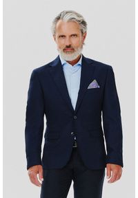 Pako Lorente - PAKO LORENTE – Klasyczna marynarka męska w kolorze granatowym. Kolor: czarny, niebieski. Materiał: wiskoza, poliester, elastan, jeans. Wzór: gładki. Styl: klasyczny #6