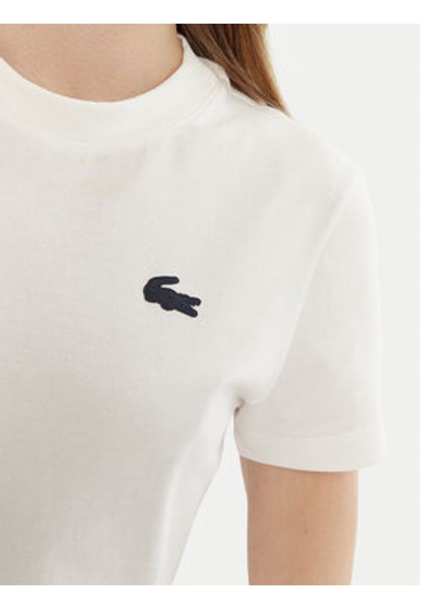 Lacoste T-Shirt TF9246 Biały Slim Fit. Kolor: biały. Materiał: bawełna