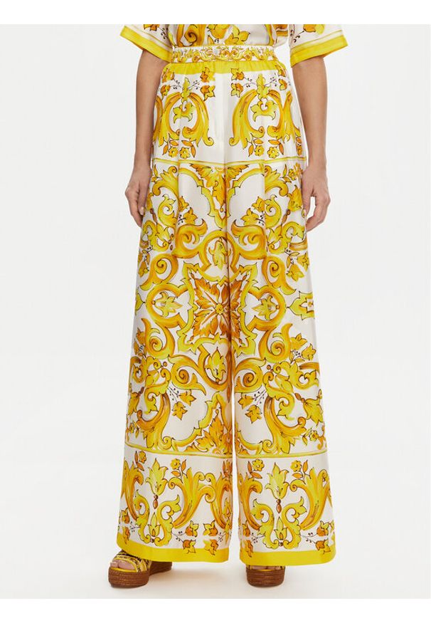 DOLCE & GABBANA - Dolce&Gabbana Spodnie materiałowe FTC63T HI1BE HG3TN Żółty Regular Fit. Kolor: żółty. Materiał: jedwab
