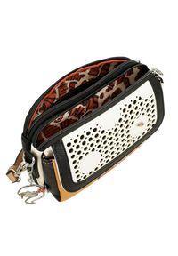 Biało-Pomarańczowa Torebka Damska Anekke Edycja Limitowana. Kolor: biały. Wzór: nadruk. Dodatki: z breloczkiem. Styl: elegancki, casual. Rodzaj torebki: na ramię #3