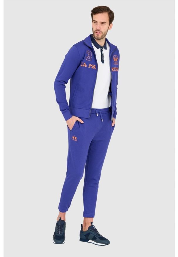 La Martina - LA MARTINA Fioletowa bluza męska na zamek, Rozmiar XL. Kolor: fioletowy