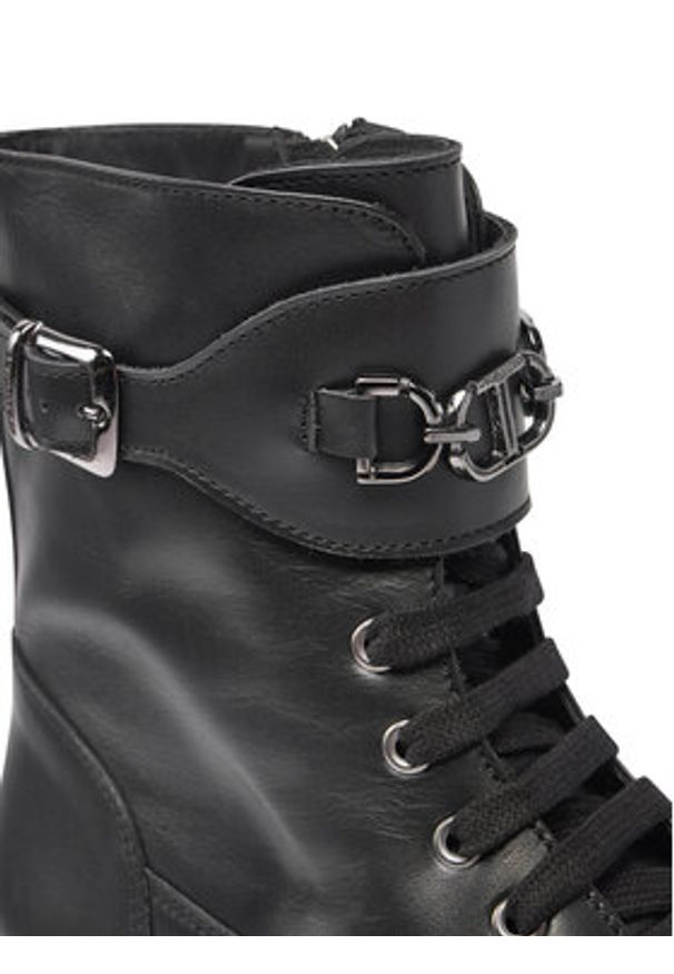 TwinSet - TWINSET Trapery Anfibio 242GCJ S Czarny. Kolor: czarny. Materiał: skóra