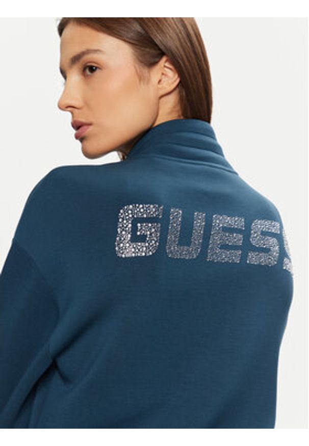 Guess Bluza V4BQ14 K7UW2 Niebieski Regular Fit. Kolor: niebieski. Materiał: wiskoza