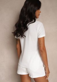 Renee - Biały Bawełniany T-shirt Typu Polo Arsenllia. Okazja: na co dzień. Typ kołnierza: polo. Kolor: biały. Materiał: bawełna. Styl: elegancki, casual, klasyczny #4