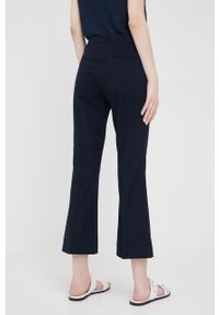 Pennyblack spodnie damskie kolor granatowy dzwony medium waist. Kolor: niebieski. Materiał: materiał