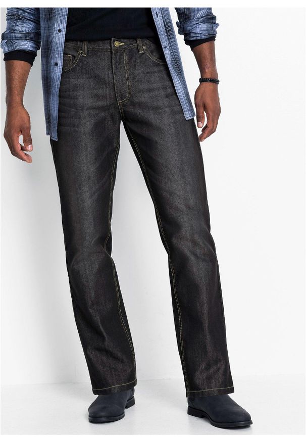 bonprix - Jeansy regular fit, straight. Kolor: czarny