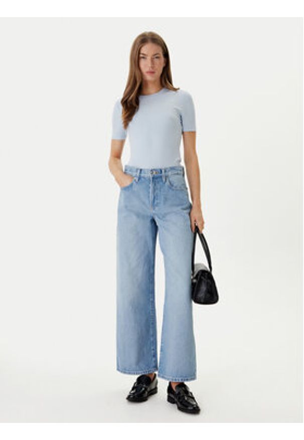 Calvin Klein T-Shirt LV044D246G Błękitny Slim Fit. Kolor: niebieski