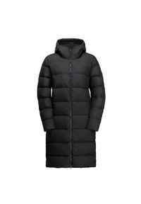 Kurtka uniwersalna damska Jack Wolfskin 12041336000. Typ kołnierza: kaptur. Kolor: czarny. Materiał: syntetyk. Długość: długie. Sport: turystyka piesza #1
