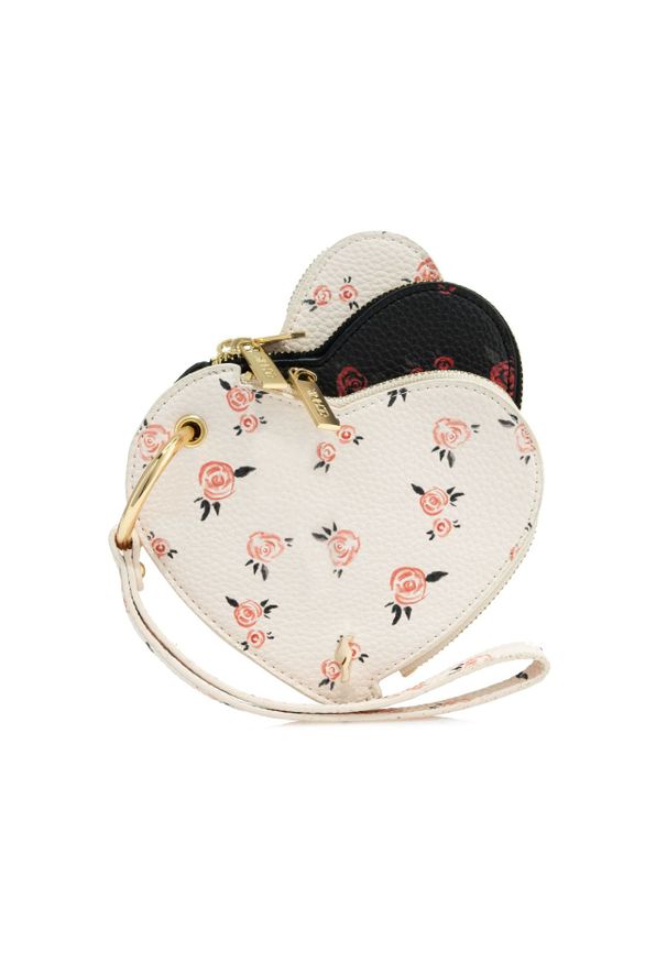 Ochnik - Portfel damski. Kolor: beżowy. Materiał: skóra. Wzór: kwiaty