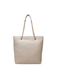 Calvin Klein Torebka Minimal Monogram Chain Tote LV04F3204G Beżowy. Kolor: beżowy. Materiał: skórzane