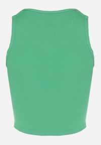 Born2be - Zielony Krótki Tank Top z Prążkowanej Tkaniny Nevallia. Okazja: na co dzień. Kolor: zielony. Materiał: tkanina, prążkowany. Długość: krótkie. Styl: klasyczny, elegancki, casual #6
