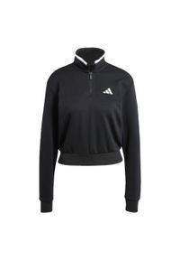 Adidas - Bluza dresowa Essentials Color Pop French Terry Crop Quarter-Zip. Kolor: czarny. Materiał: dresówka. Długość rękawa: długi rękaw. Długość: krótkie. Sport: fitness