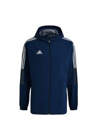Adidas - Kurtka piłkarska męska adidas Tiro 21 Windbreaker. Kolor: niebieski, biały, wielokolorowy. Sport: piłka nożna #1