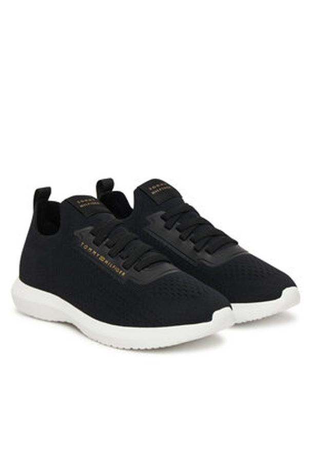TOMMY HILFIGER - Tommy Hilfiger Sneakersy Th Knit Extralight Runner FW0FW09112 Czarny. Kolor: czarny. Materiał: materiał