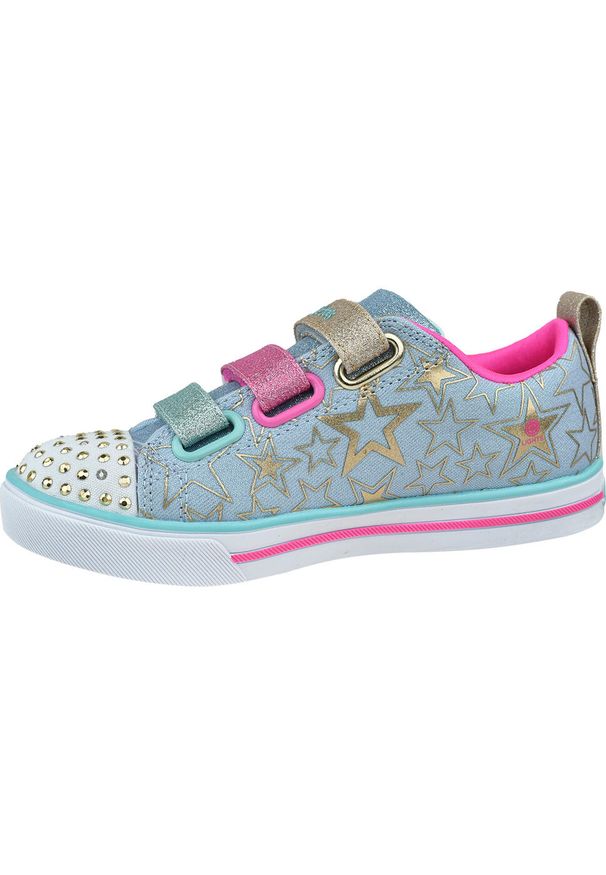 skechers - Buty do chodzenia dla dzieci Skechers Sparkle Litestars The Limit. Zapięcie: rzepy. Kolor: wielokolorowy, niebieski. Materiał: materiał, syntetyk, tkanina. Szerokość cholewki: normalna. Sport: turystyka piesza