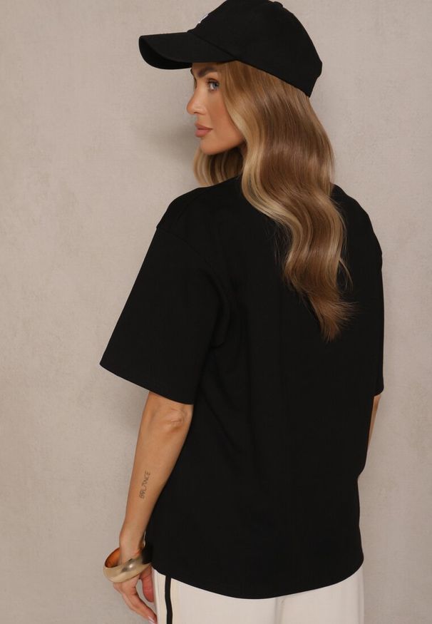Renee - Czarny Basicowy T-shirt z Bawełny Meranissea. Okazja: na co dzień. Kolor: czarny. Materiał: bawełna. Styl: klasyczny, casual