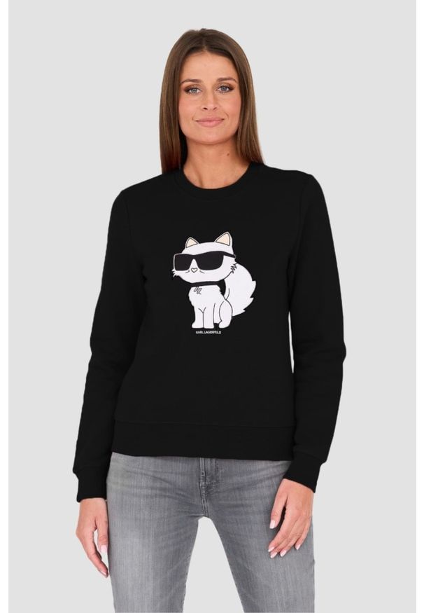 Karl Lagerfeld - KARL LAGERFELD Czarna damska bluza Ikonik 2.0 Choupette Sweat, Rozmiar XS. Kolor: czarny