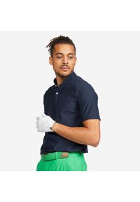 INESIS - Koszulka polo do golfa z krótkim rękawem męska Inesis WW900. Typ kołnierza: polo, golf. Kolor: niebieski. Materiał: poliamid, elastan, materiał. Długość rękawa: krótki rękaw. Długość: krótkie