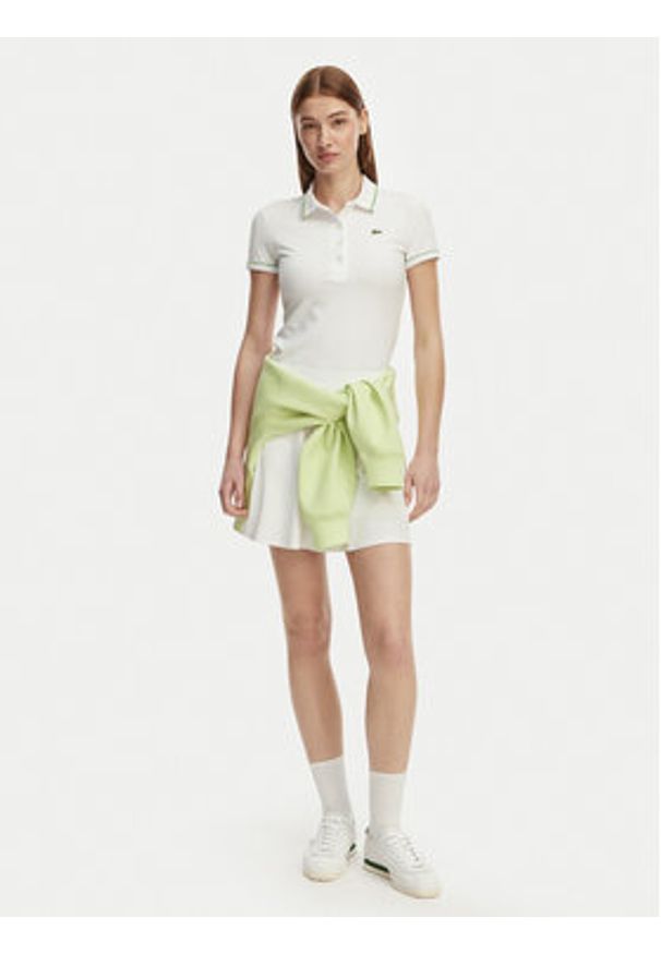 Lacoste Polo DF5284 Biały Slim Fit. Typ kołnierza: polo. Kolor: biały. Materiał: bawełna