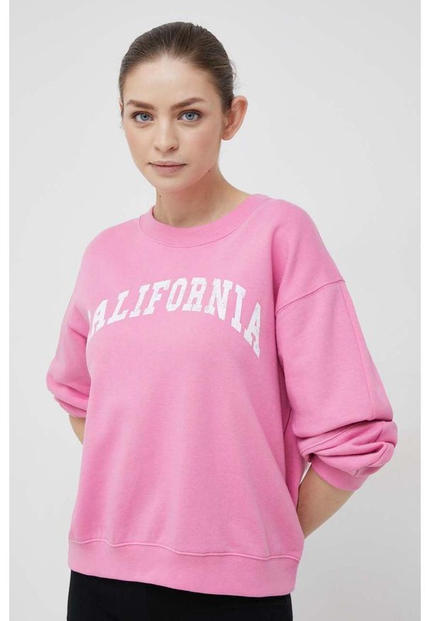 GAP bluza damska kolor różowy z nadrukiem. Kolor: różowy. Materiał: dzianina. Wzór: nadruk