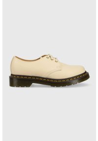 Dr. Martens półbuty skórzane 1461 damskie kolor beżowy na platformie DM24256292 DM24256292-Parchment. Nosek buta: okrągły. Zapięcie: sznurówki. Kolor: beżowy. Materiał: skóra. Obcas: na platformie #1