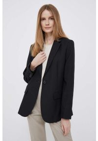 Calvin Klein marynarka kolor czarny jednorzędowa gładka. Okazja: na co dzień. Kolor: czarny. Materiał: tkanina, poliester. Wzór: gładki. Styl: casual, klasyczny #6