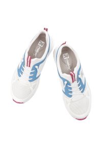 Sneakersy damskie Rieker, lekka konstrukcja oddychająca cholewka elastyczna podeszwa dobra amortyzacja sportowy charakter wygodne sznurowanie, białe,. Okazja: na co dzień, na spacer, do pracy. Zapięcie: sznurówki. Kolor: biały. Materiał: materiał. Szerokość cholewki: normalna. Sport: turystyka piesza #2