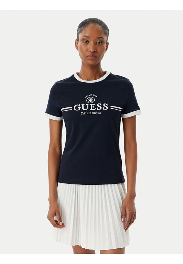 Guess T-Shirt V6GI08 K2975 Granatowy Regular Fit. Kolor: niebieski. Materiał: bawełna