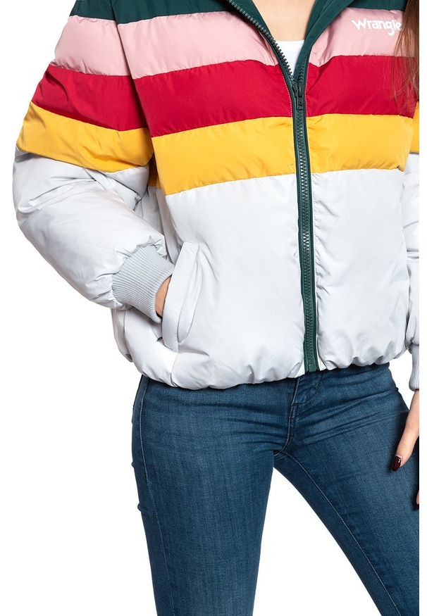 Wrangler - DAMSKA KURTKA ZIMOWA WRANGLER RAINBOW PUFFER CLOUD BLUE W4Q0WBB03 112129190. Wzór: kolorowy. Sezon: zima