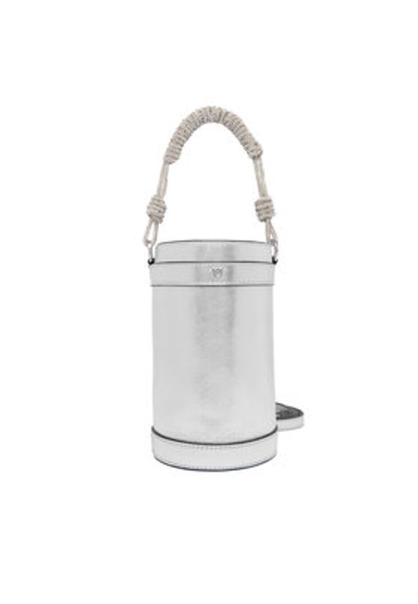 Pinko - PINKO Torebka Mini Bucket Manico 25-26 PLTT 105910 Srebrny. Kolor: srebrny. Materiał: skórzane