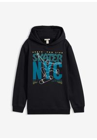 bonprix - Bluza z kapturem z czystej bawełny organicznej. Typ kołnierza: kaptur. Kolor: czarny. Materiał: bawełna #1