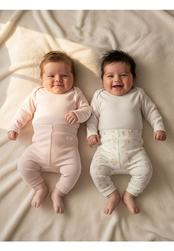 Sinsay - Bawełniane legginsy 2 pack - kremowy. Kolor: kremowy. Materiał: bawełna