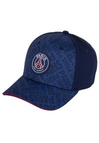 PSG - Czapka z daszkiem Paris Saint Germain cap all-over print granatowa. Kolor: niebieski. Wzór: nadruk