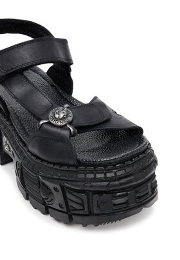 NEW ROCK Sandały M-BIOS130-C7 Czarny. Kolor: czarny. Materiał: skóra. Styl: rockowy