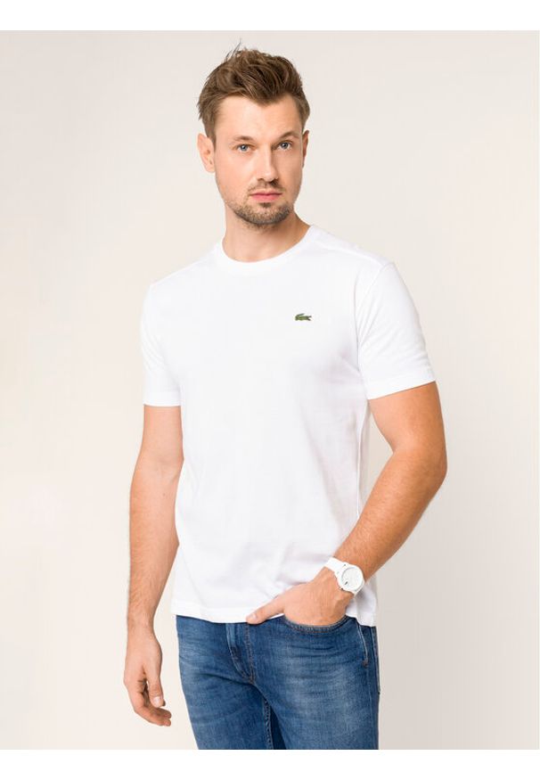T-Shirt Lacoste. Kolor: biały. Materiał: syntetyk