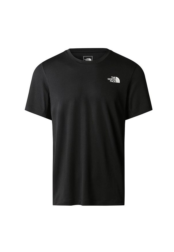 Koszulka The North Face Lightbright 0A825OKX71 - czarna. Kolor: czarny. Materiał: materiał, skóra, poliester, tkanina. Długość rękawa: krótki rękaw. Długość: krótkie. Wzór: aplikacja. Sport: fitness