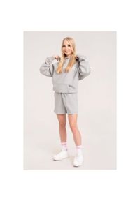 GYM GLAMOUR - Spodenki fitness damskie Gym Glamour dresowe. Kolor: szary. Materiał: dresówka. Sport: fitness