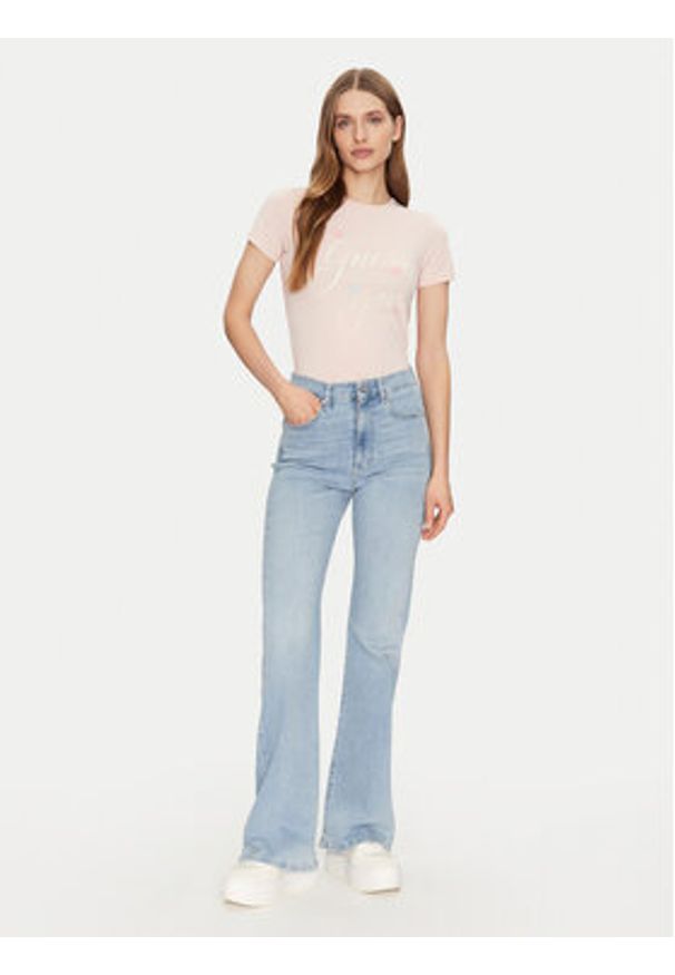 Guess T-Shirt W5GI24 J1314 Beżowy Regular Fit. Kolor: beżowy. Materiał: bawełna