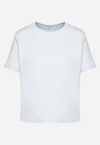 Born2be - Niebieski Bawełniany T-shirt z Grubszej Bawełny Tiariane. Okazja: na co dzień, na spotkanie biznesowe, do pracy. Kolor: niebieski. Materiał: bawełna. Styl: biznesowy, klasyczny, elegancki, casual