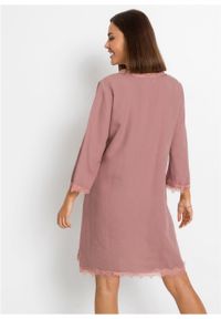 Sukienka lniana TENCEL™ Lyocell bonprix różowobrązowy. Kolor: różowy. Materiał: len, lyocell. Wzór: koronka #3