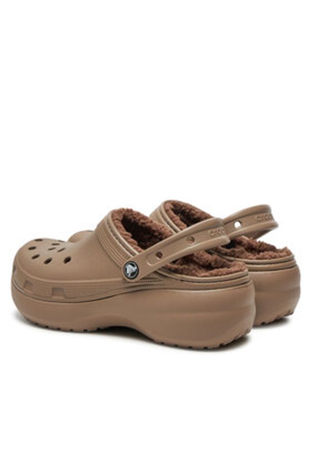 Crocs Klapki Classic Platform Lined Clog W 207938 Brązowy. Kolor: brązowy. Obcas: na platformie