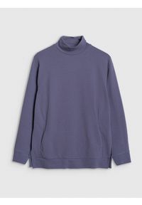 4f - 4F Bluza dresowa do jogi i pilatesu damska - granatowa XL. Okazja: na co dzień. Kolor: niebieski. Materiał: dresówka. Wzór: gładki. Styl: klasyczny, casual. Sport: joga i pilates