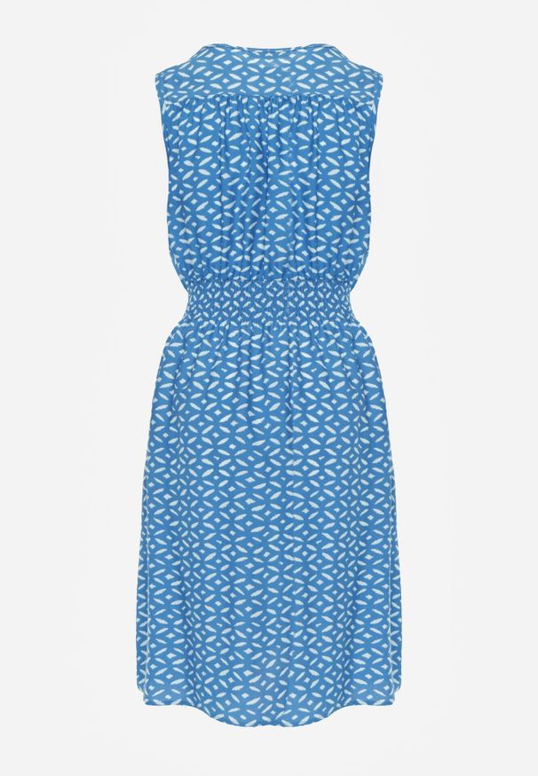 Born2be - Niebieska Sukienka Midi z Wiskozy z Cienkimi Gumkami w Pasie i Kopertowym Dekoltem Manni. Typ kołnierza: dekolt kopertowy. Kolor: niebieski. Materiał: wiskoza. Długość rękawa: bez rękawów. Wzór: kwiaty. Typ sukienki: kopertowe. Długość: midi