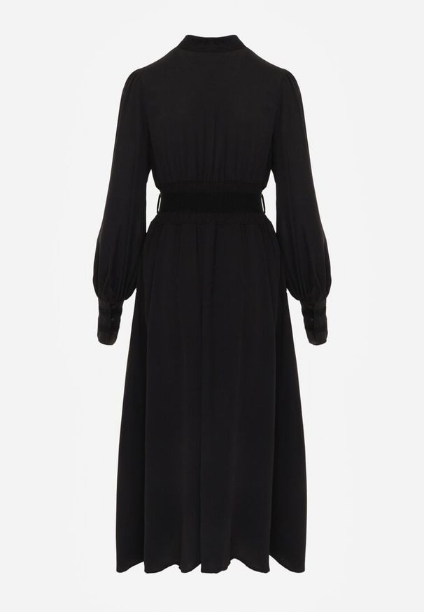 Renee - Czarna Sukienka Elothoe. Okazja: na randkę. Typ kołnierza: kołnierzyk stójkowy. Kolor: czarny. Materiał: koronka. Długość rękawa: długi rękaw. Styl: vintage. Długość: maxi