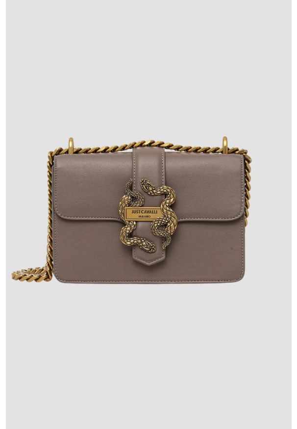 Just Cavalli - JUST CAVALLI Torebka damska w kolorze taupe Iconic Snakes Style 8. Kolor: beżowy. Materiał: skórzane
